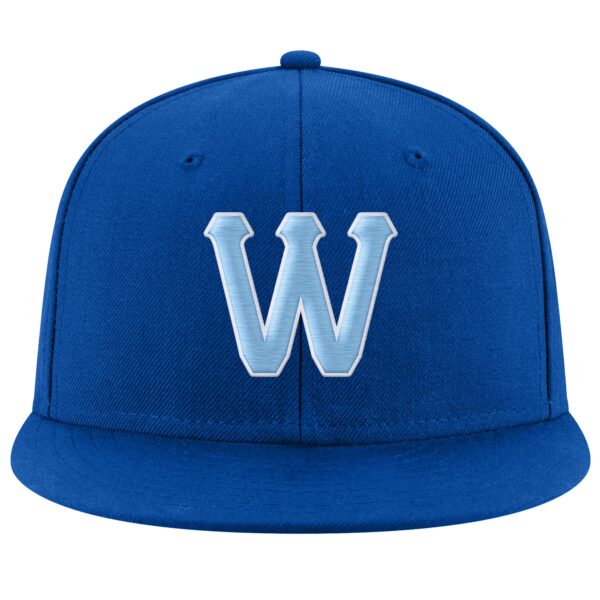 Custom Royal Light Blue-White Stitched Adjustable Snapback Hat