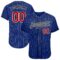 Custom Royal White Pinstripe Red-Black Authentic Baseball Jersey