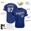 Custom Royal White Pinstripe White-Black Authentic Baseball Jersey