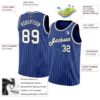 Custom Royal White Pinstripe White-Black Authentic Basketball Jersey