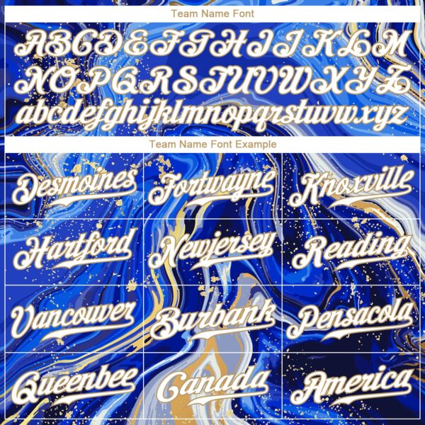 Custom Royal White-Old Gold 3D Pattern Design Marble Authentic Baseball Jersey