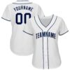 Custom White Navy Baseball Jersey