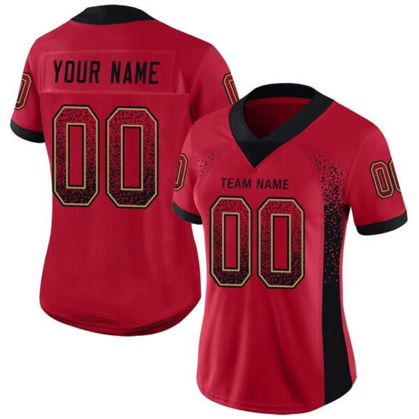 Custom Red Black-Old Gold Drift Fashion Football Jersey
