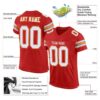 Custom Scarlet White-Gold Mesh Authentic Football Jersey