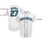 Custom White Navy-Teal Baseball Jersey