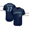 Custom Navy Gray-Teal Baseball Jersey