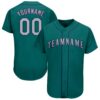 Custom Teal Gray-Navy Baseball Jersey