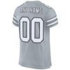 Custom Silver White-Black Mesh Authentic Football Jersey