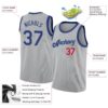 Custom Gray Royal-Red Round Neck Rib-Knit Basketball Jersey