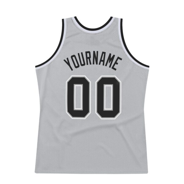 Custom Gray Black-White Authentic Throwback Basketball Jersey