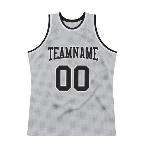 Custom Gray Black-White Authentic Throwback Basketball Jersey