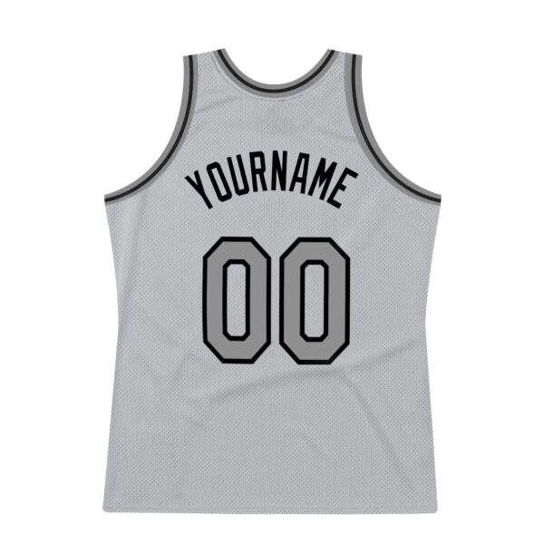 Custom Gray Steel Gray-Black Authentic Throwback Basketball Jersey