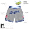 Custom Gray Royal-Red Authentic Throwback Basketball Shorts