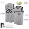 Custom Gray Black Pinstripe Black-White Authentic Basketball Jersey