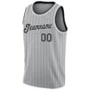 Custom Gray Black Pinstripe Black-White Authentic Basketball Jersey