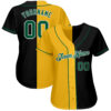 Custom Black Kelly Green-Yellow Authentic Split Fashion Baseball Jersey