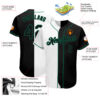 Custom White-Black Kelly Green Authentic Split Fashion Baseball Jersey