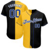 Custom Black Royal-Yellow Authentic Split Fashion Baseball Jersey