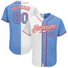 Custom White Light Blue-Red Authentic Split Fashion Baseball Jersey