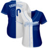 Custom White Royal-Light Blue Authentic Split Fashion Baseball Jersey