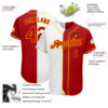 Custom White Red-Gold Authentic Split Fashion Baseball Jersey