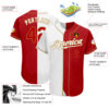 Custom White Red-Old Gold Authentic Split Fashion Baseball Jersey