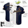 Custom White Navy-Old Gold Authentic Split Fashion Baseball Jersey