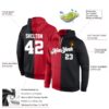 Custom Stitched Red White-Black Split Fashion Sports Pullover Sweatshirt Hoodie