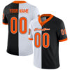 Custom Black Orange-White Split Fashion Football Jersey