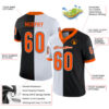 Custom Black Orange-White Split Fashion Football Jersey