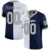Custom Navy Gray-White Split Fashion Football Jersey