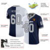Custom Navy Gray-White Split Fashion Football Jersey