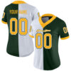 Custom Green Gold-White Split Fashion Football Jersey
