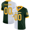 Custom Green Gold-White Split Fashion Football Jersey