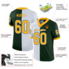 Custom Green Gold-White Split Fashion Football Jersey