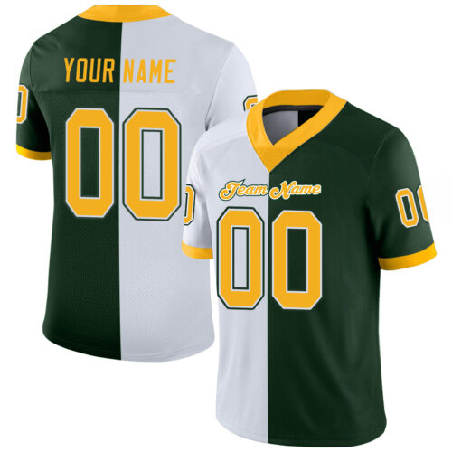 split_0217 Custom Green Gold-White Split Fashion Football Jersey