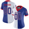 Custom White Royal-Scarlet Split Fashion Football Jersey
