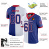 Custom White Royal-Scarlet Split Fashion Football Jersey