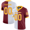 Custom Burgundy Gold-White Split Fashion Football Jersey