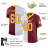 Custom Burgundy Gold-White Split Fashion Football Jersey