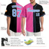 Custom Black Light Blue-Pink Authentic Split Fashion Baseball Jersey