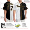 Custom White Black-Old Gold Authentic Split Fashion Baseball Jersey
