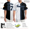 Custom White Black-Light Blue Authentic Split Fashion Baseball Jersey