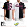 Custom White Black-Pink Authentic Split Fashion Baseball Jersey