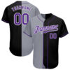 Custom Black Purple-Gray Authentic Split Fashion Baseball Jersey