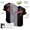 Custom Black Crimson-Gray Authentic Split Fashion Baseball Jersey