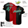 Custom Black Kelly Green-Red Authentic Split Fashion Baseball Jersey