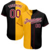 Custom Black Crimson-Yellow Authentic Split Fashion Baseball Jersey