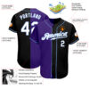 Custom Black White-Purple Authentic Split Fashion Baseball Jersey