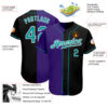 Custom Black Teal-Purple Authentic Split Fashion Baseball Jersey